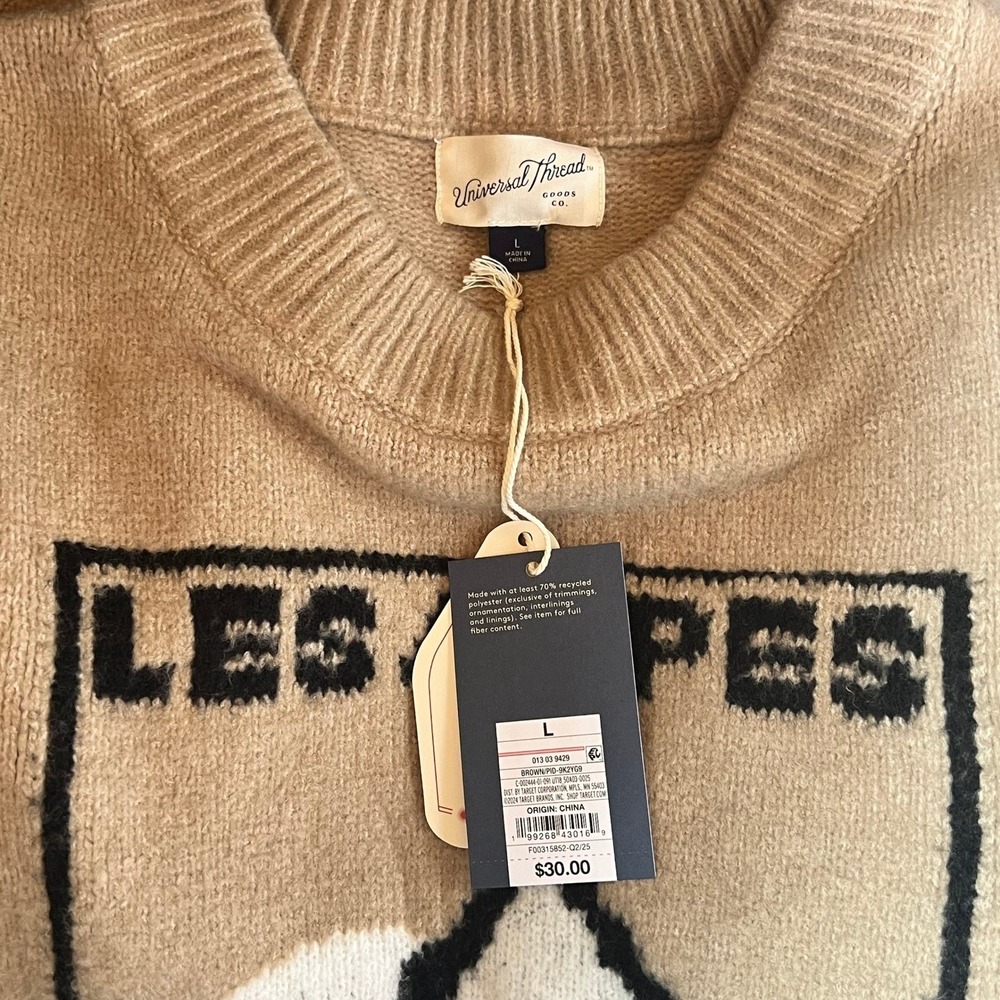 Universal Thread Les Alpes Mountain Graphic Sweater Tan Beige Large New - Picture 7 of 7